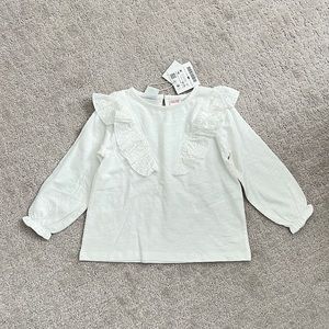 ZARA Ruffled White Top